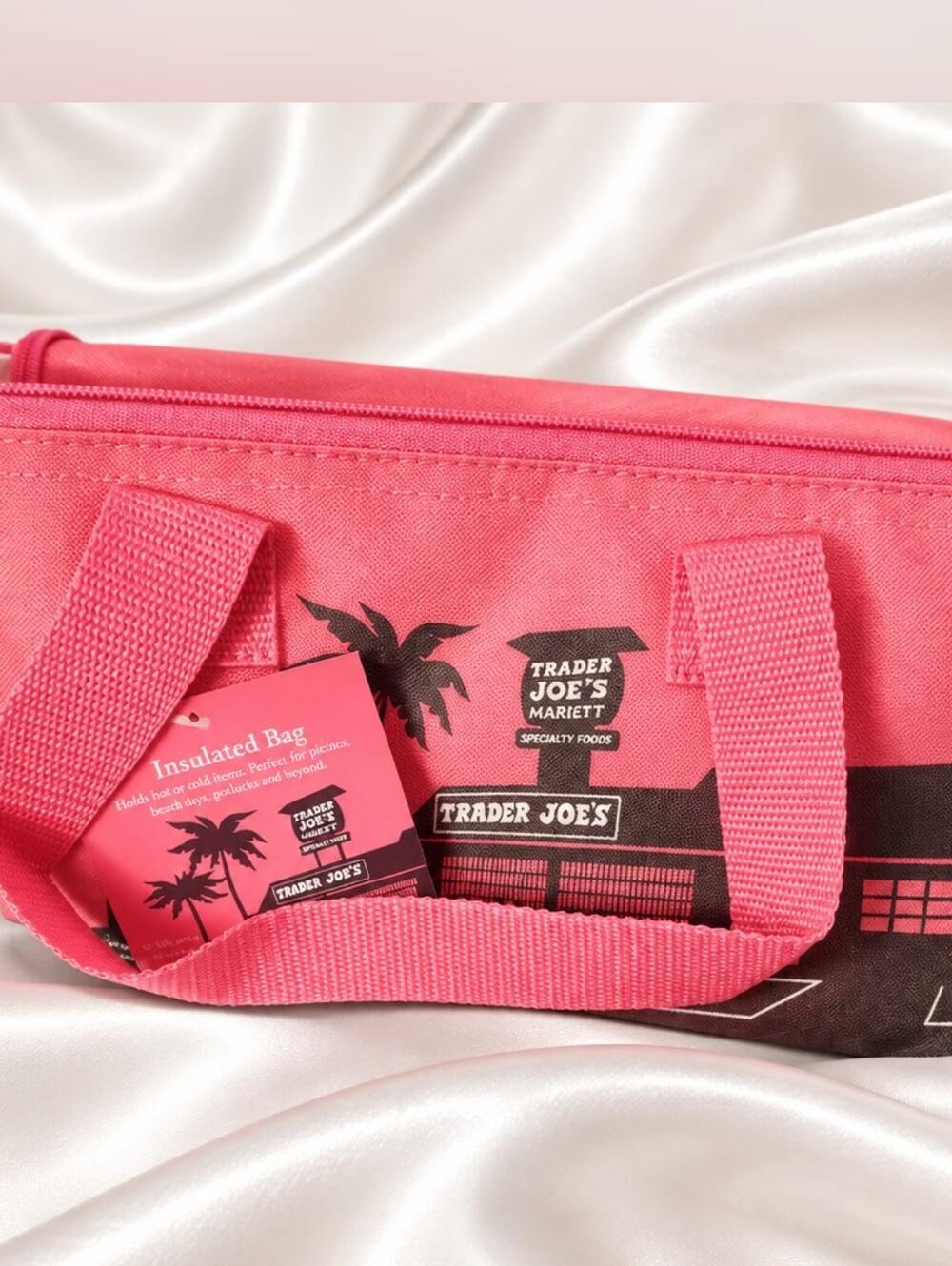 Trader Joes Coral Insulated Tote Bag